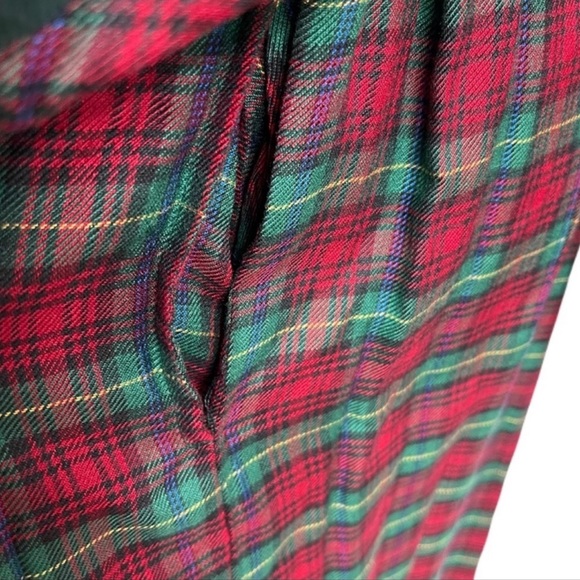 80’s 90’s Vintage Plaid Christmas Maxi Dress 8 Pockets Velvet Embellishments - Picture 10 of 15